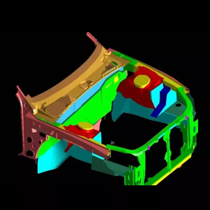 Втиснување печат на собранието на моторниот простор на автомобилот